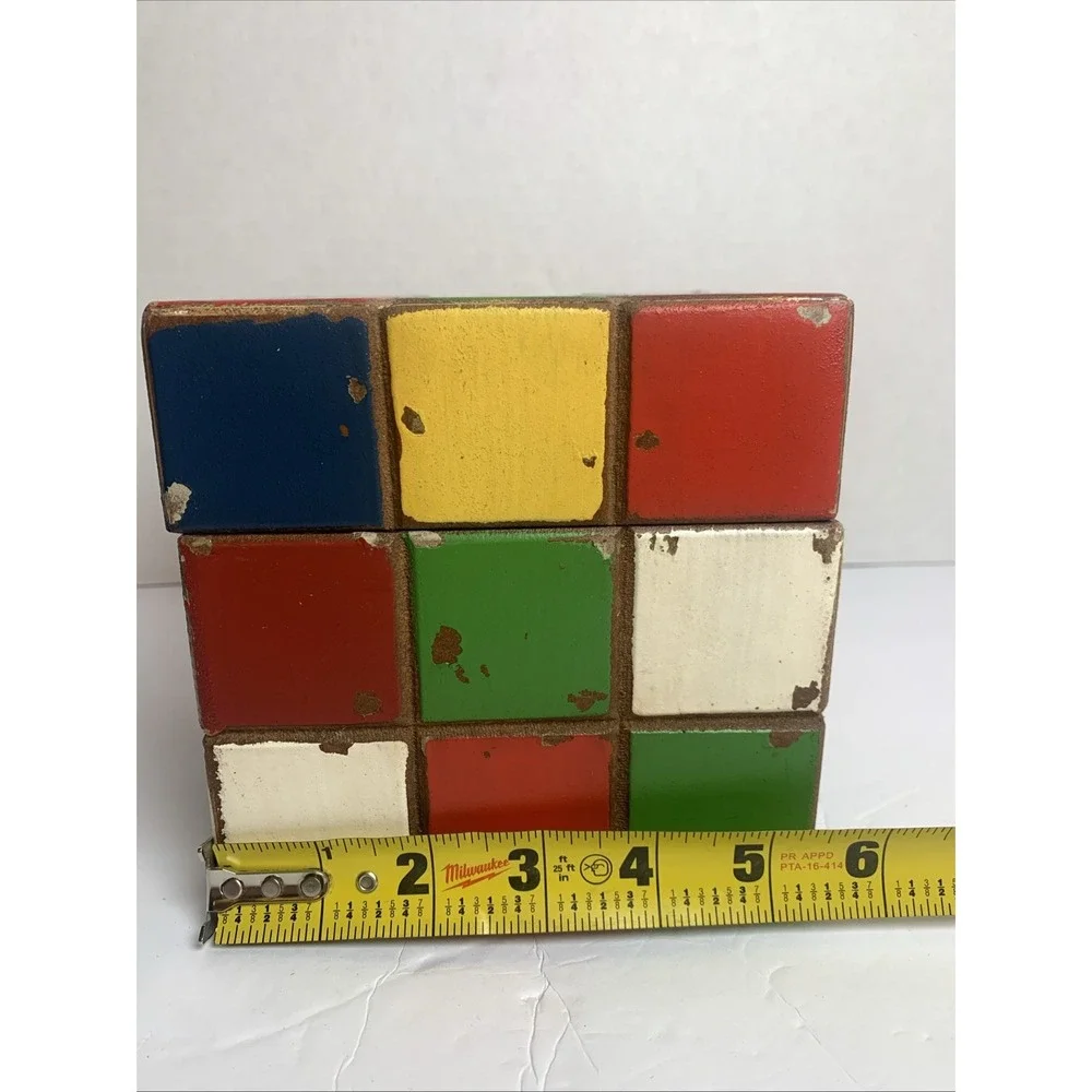 Rustic - Wooden - RUBIKS Cube - Storage‎ BOX - Home Decor Vintage Style